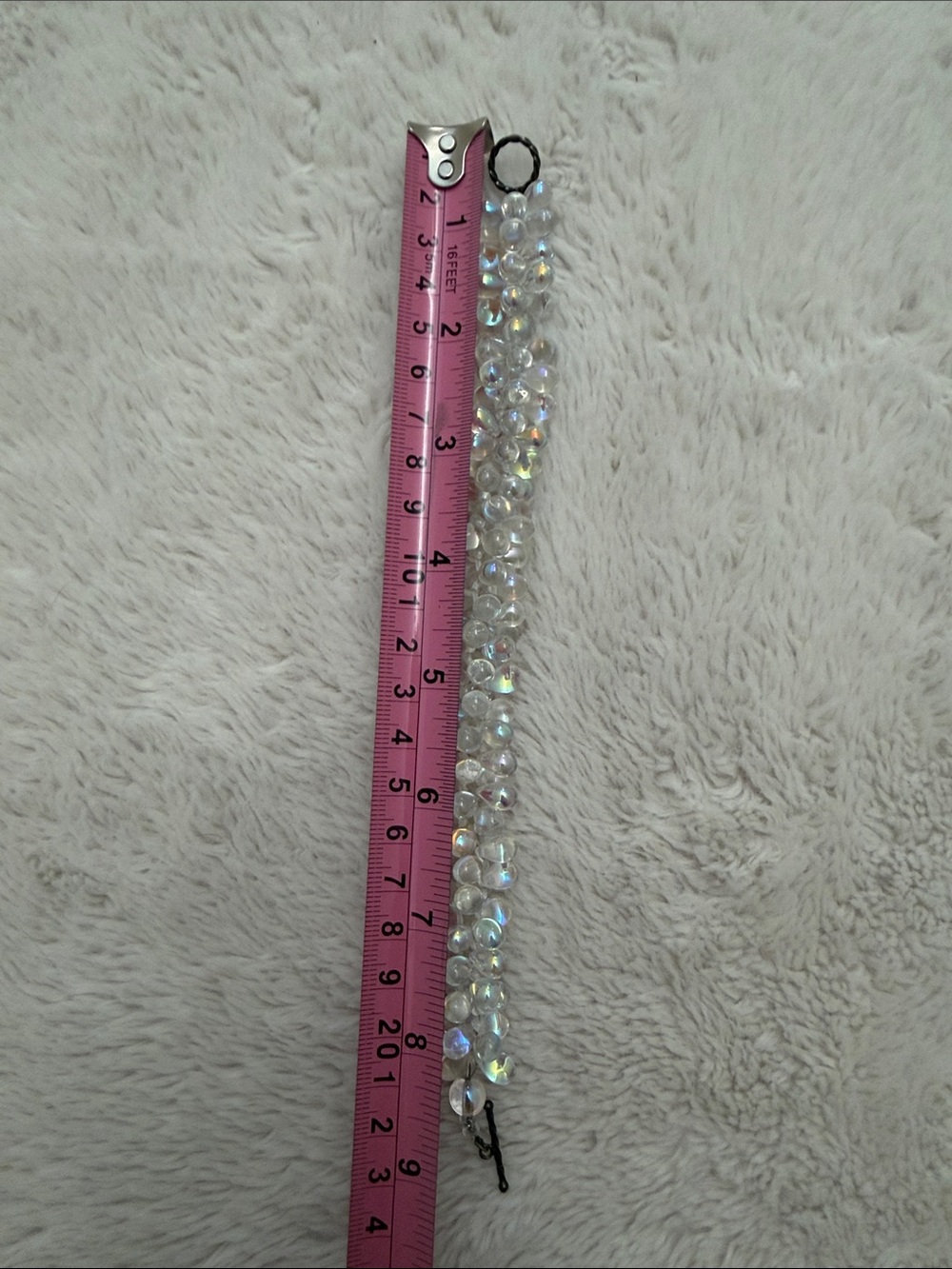 Iridescent Clear Beaded Statement Bracelet - Women Jewelry - Picture 6 of 6